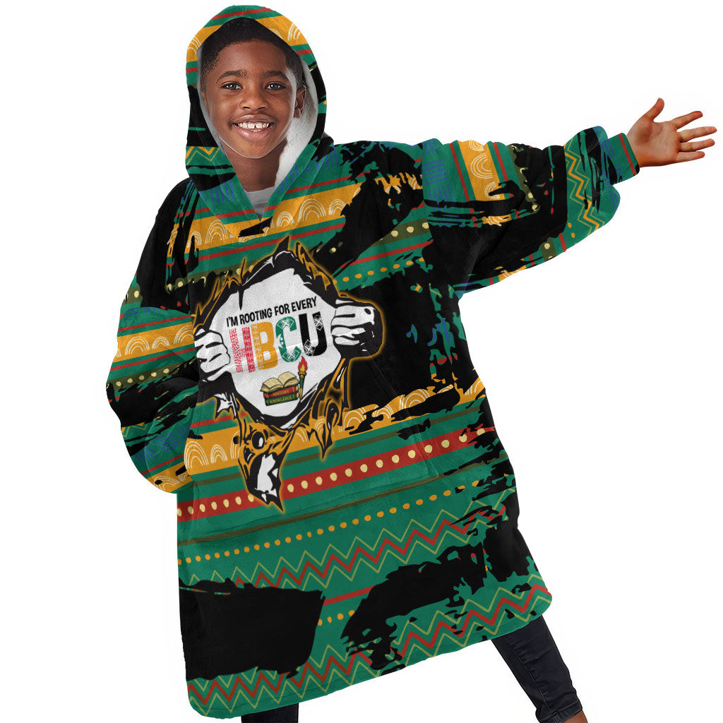Rooting For Every HBCU Kid Wearable Blanket Hoodie Pan African Kente Pattern - History And Knowledge Torch