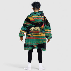 Rooting For Every HBCU Kid Wearable Blanket Hoodie Pan African Kente Pattern - History And Knowledge Torch