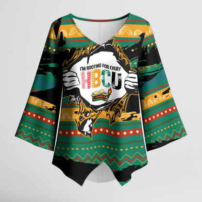 Rooting For Every HBCU Kimono Sleeve Blouse Pan African Kente Pattern - History And Knowledge Torch