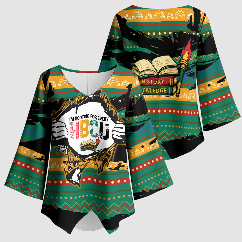 Rooting For Every HBCU Kimono Sleeve Blouse Pan African Kente Pattern - History And Knowledge Torch