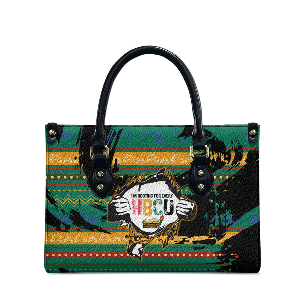Rooting For Every HBCU Leather Bag Pan African Kente Pattern - History And Knowledge Torch