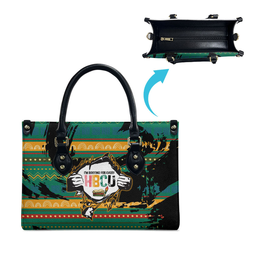 Rooting For Every HBCU Leather Bag Pan African Kente Pattern - History And Knowledge Torch
