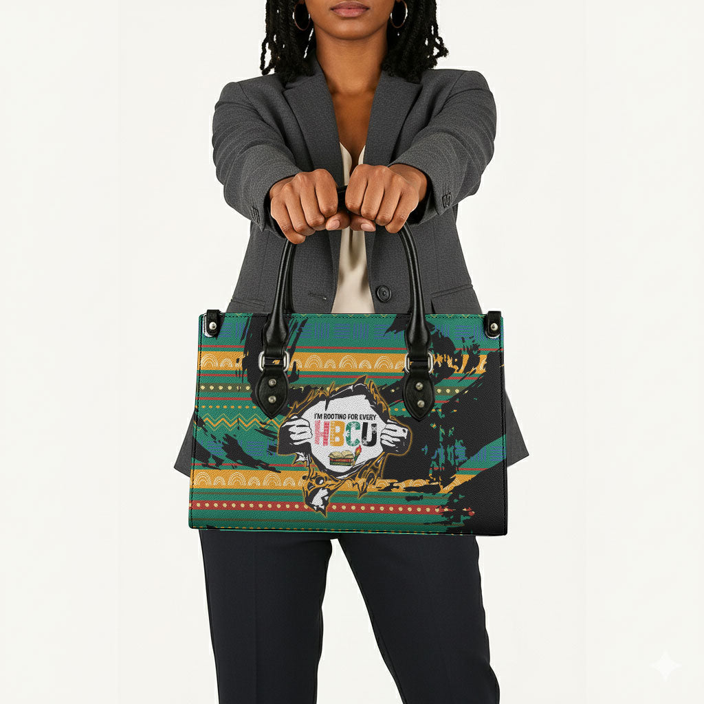 Rooting For Every HBCU Leather Bag Pan African Kente Pattern - History And Knowledge Torch