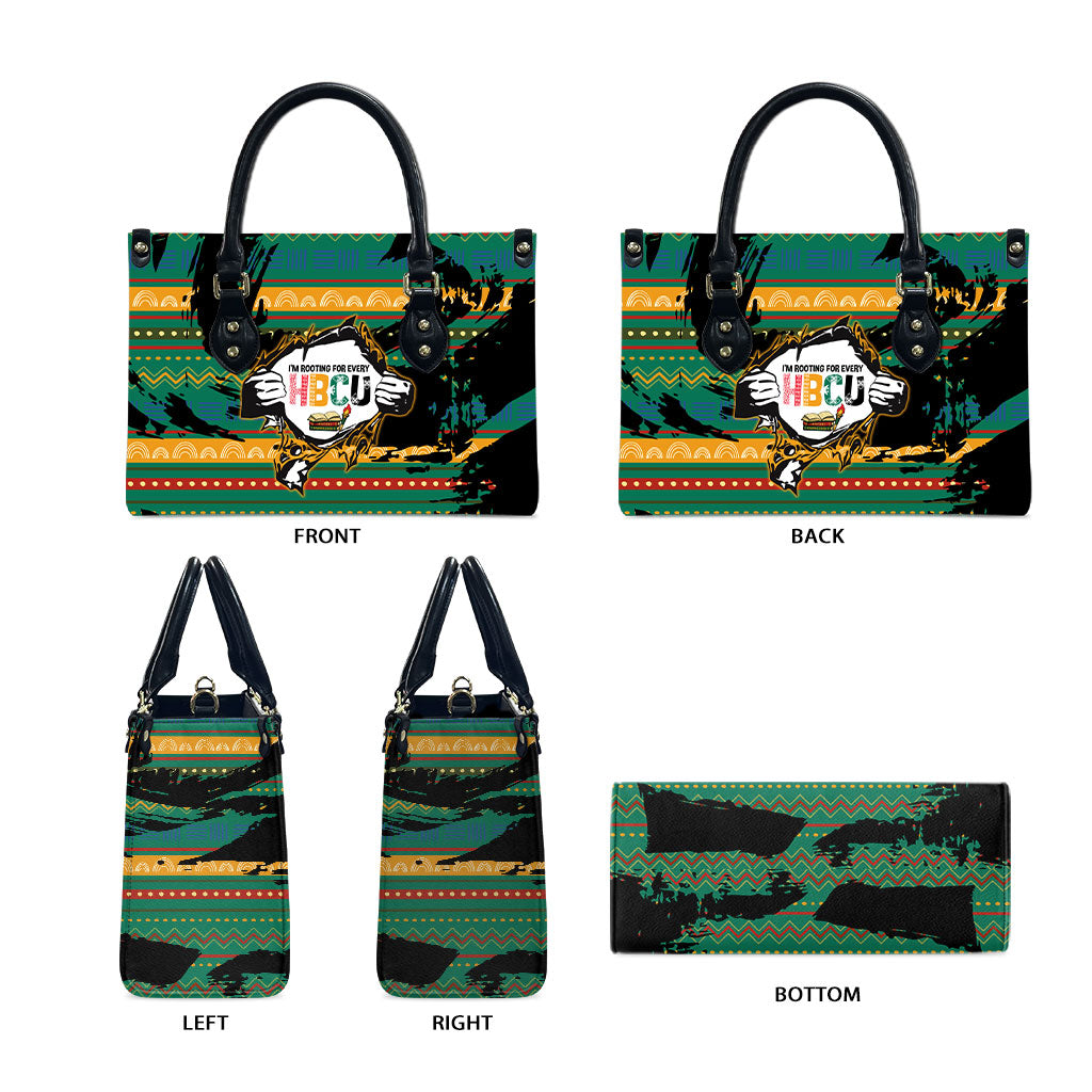 Rooting For Every HBCU Leather Bag Pan African Kente Pattern - History And Knowledge Torch