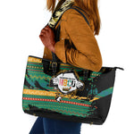 Rooting For Every HBCU Leather Tote Bag Pan African Kente Pattern - History And Knowledge Torch