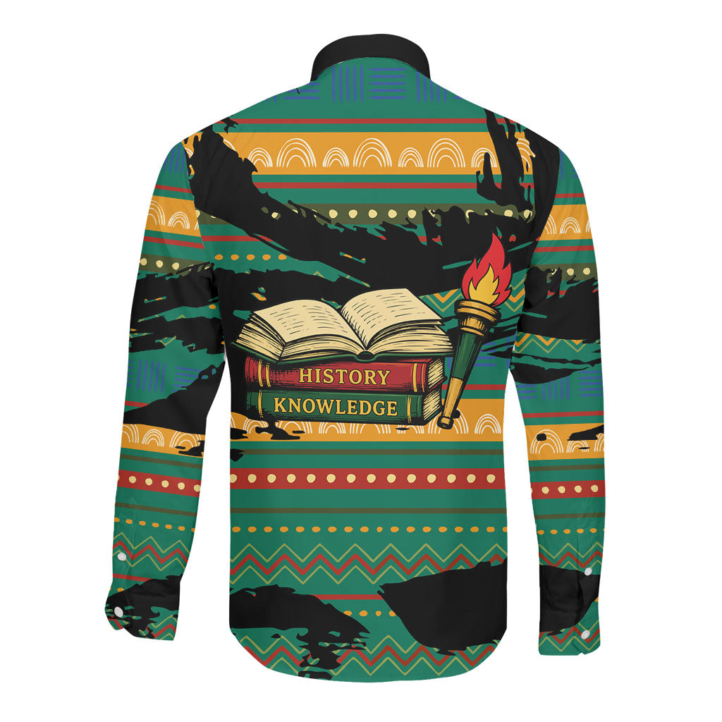 Rooting For Every HBCU Long Sleeve Button Shirt Pan African Kente Pattern - History And Knowledge Torch