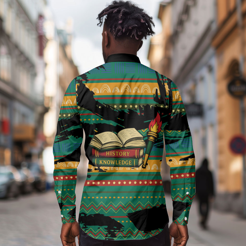 Rooting For Every HBCU Long Sleeve Button Shirt Pan African Kente Pattern - History And Knowledge Torch
