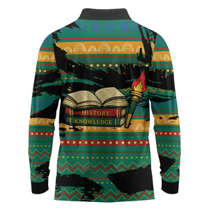 Rooting For Every HBCU Long Sleeve Polo Shirt Pan African Kente Pattern - History And Knowledge Torch