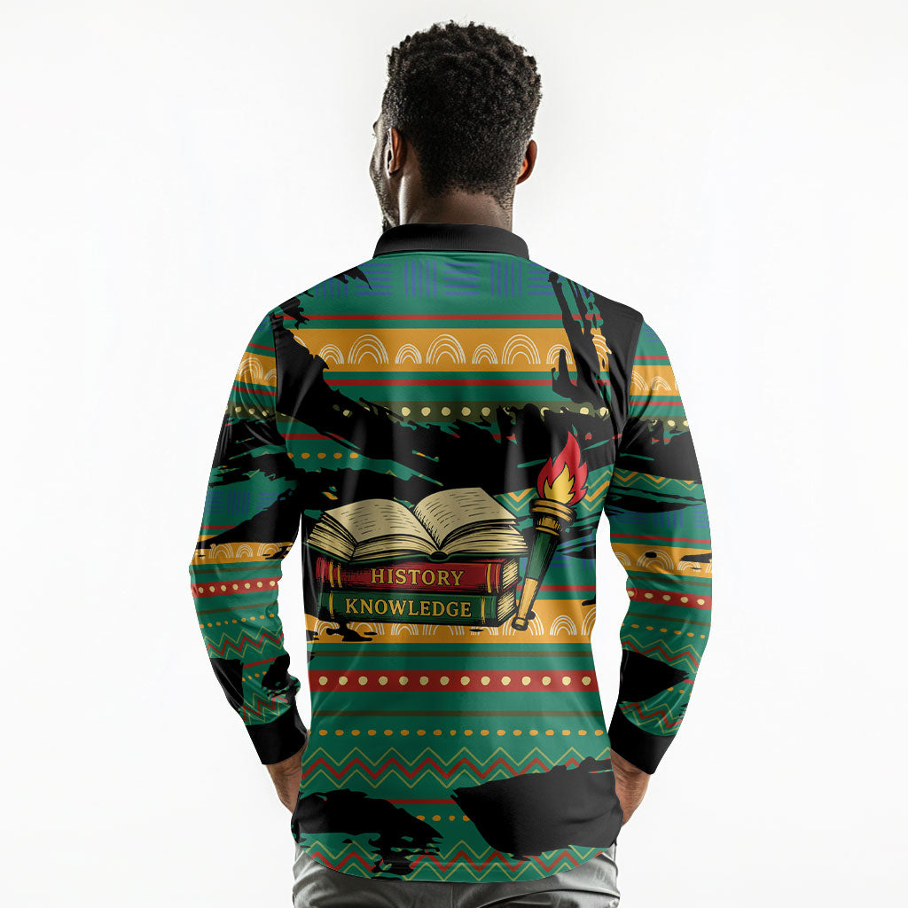 Rooting For Every HBCU Long Sleeve Polo Shirt Pan African Kente Pattern - History And Knowledge Torch