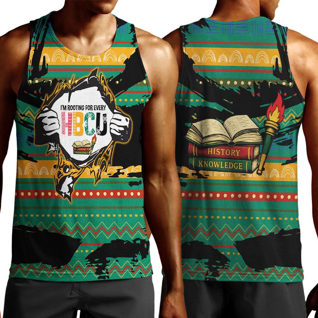 Rooting For Every HBCU Men Tank Top Pan African Kente Pattern - History And Knowledge Torch