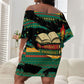Rooting For Every HBCU Off Shoulder Short Dress Pan African Kente Pattern - History And Knowledge Torch