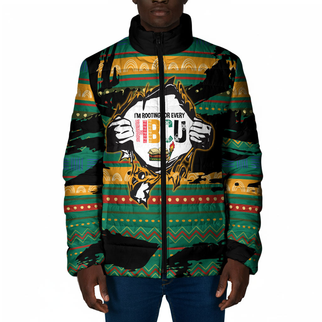 Rooting For Every HBCU Padded Jacket Pan African Kente Pattern - History And Knowledge Torch