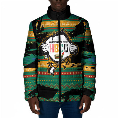 Rooting For Every HBCU Padded Jacket Pan African Kente Pattern - History And Knowledge Torch