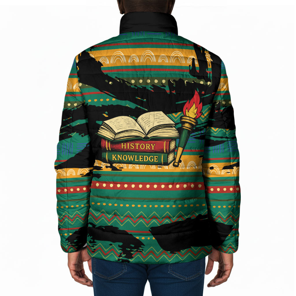 Rooting For Every HBCU Padded Jacket Pan African Kente Pattern - History And Knowledge Torch