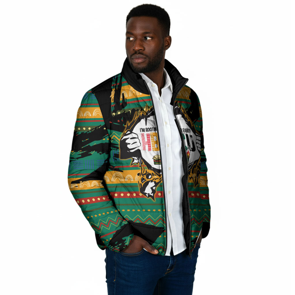 Rooting For Every HBCU Padded Jacket Pan African Kente Pattern - History And Knowledge Torch