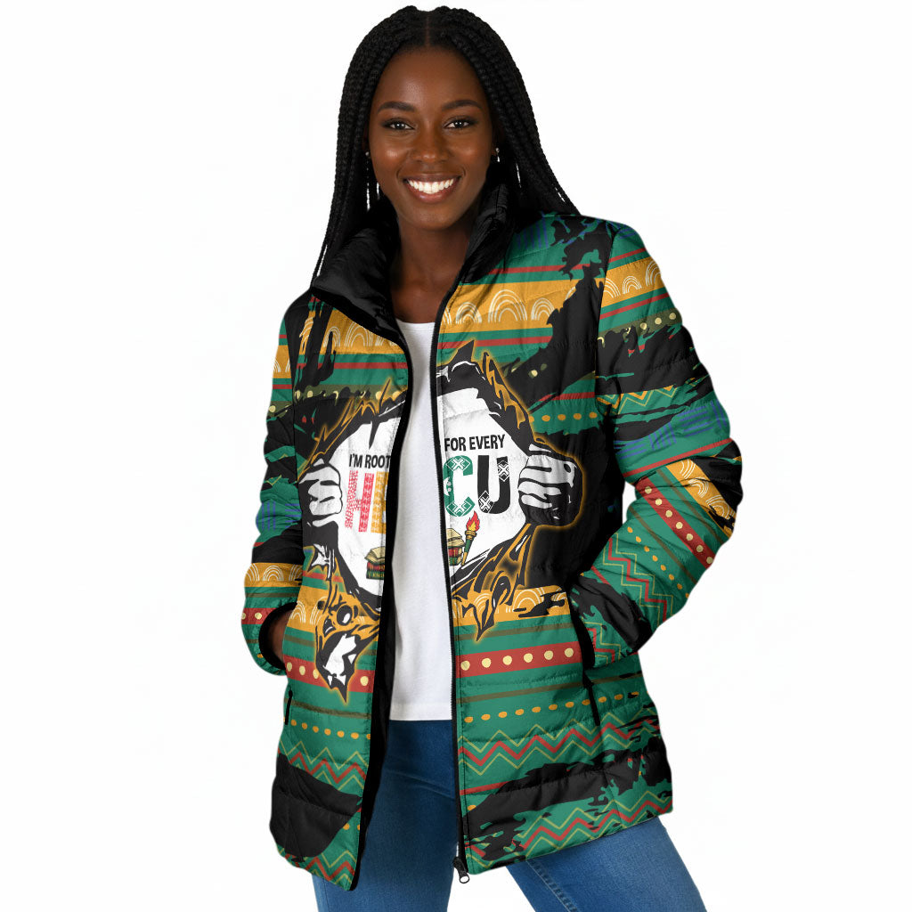 Rooting For Every HBCU Padded Jacket Pan African Kente Pattern - History And Knowledge Torch