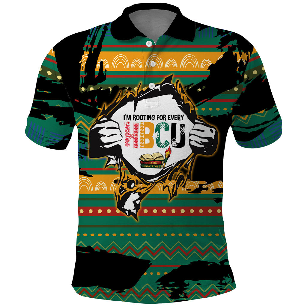 Rooting For Every HBCU Polo Shirt Pan African Kente Pattern - History And Knowledge Torch