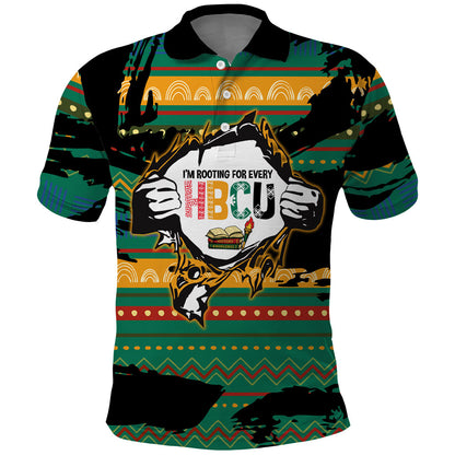 Rooting For Every HBCU Polo Shirt Pan African Kente Pattern - History And Knowledge Torch