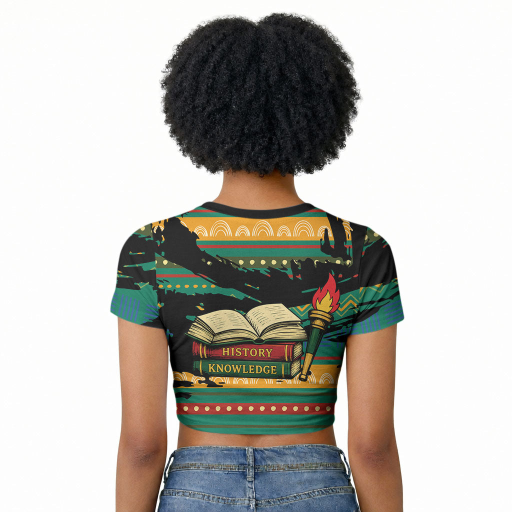 Rooting For Every HBCU Raglan Cropped T shirt Pan African Kente Pattern - History And Knowledge Torch