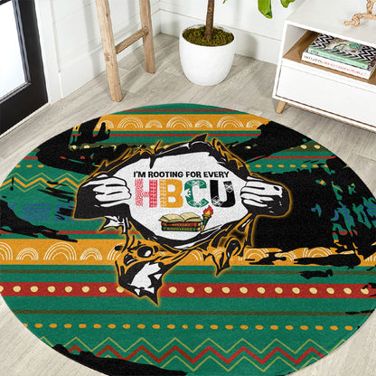 Rooting For Every HBCU Round Carpet Pan African Kente Pattern - History And Knowledge Torch