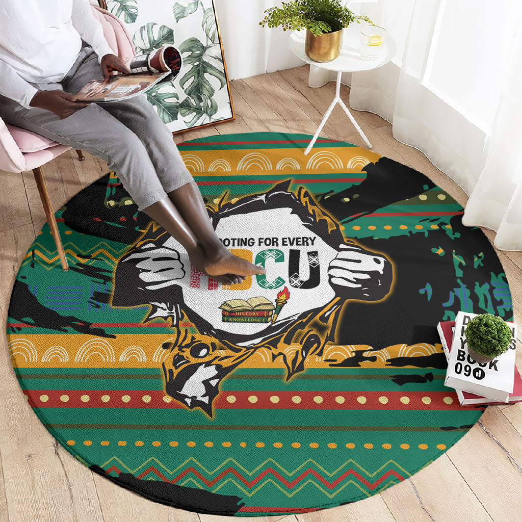 Rooting For Every HBCU Round Carpet Pan African Kente Pattern - History And Knowledge Torch