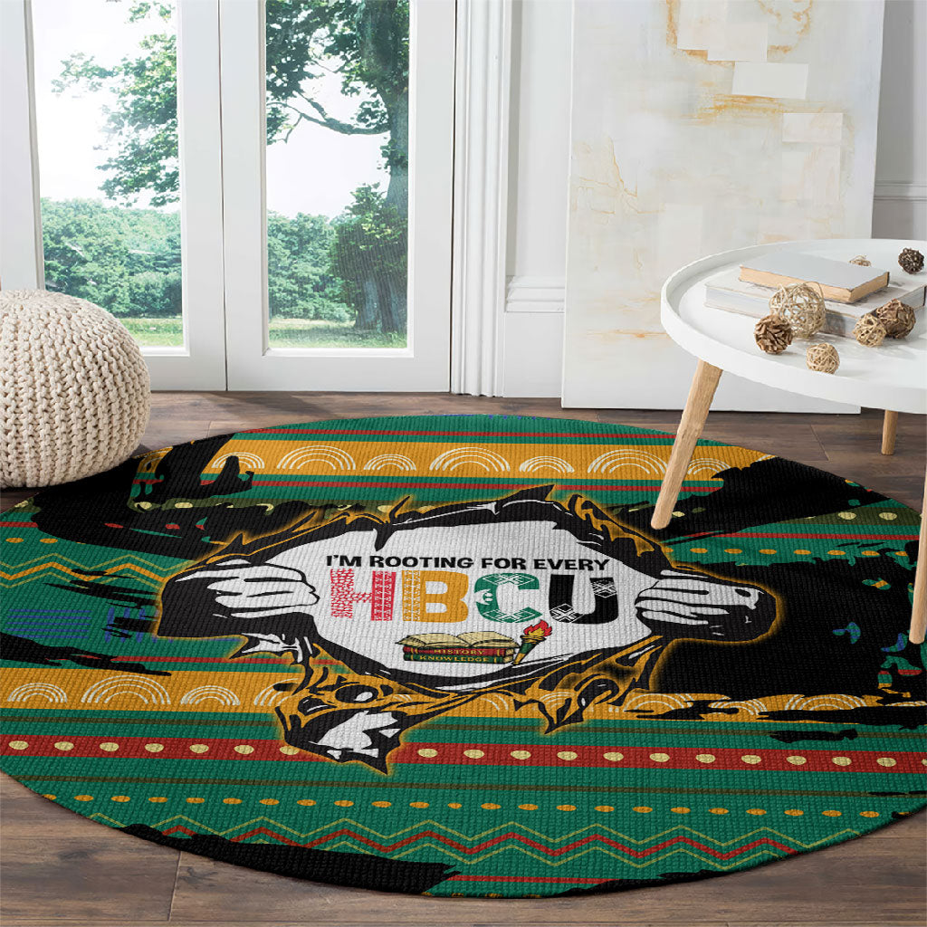 Rooting For Every HBCU Round Carpet Pan African Kente Pattern - History And Knowledge Torch