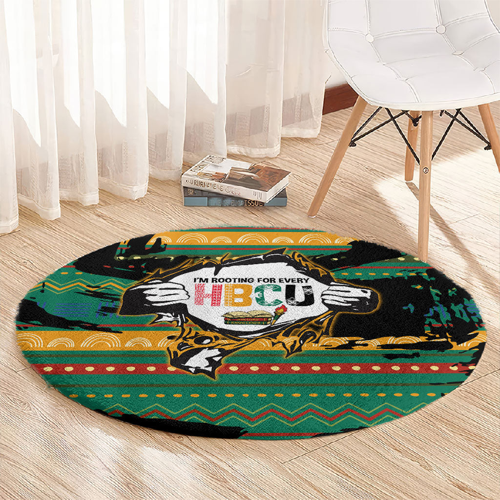 Rooting For Every HBCU Round Carpet Pan African Kente Pattern - History And Knowledge Torch