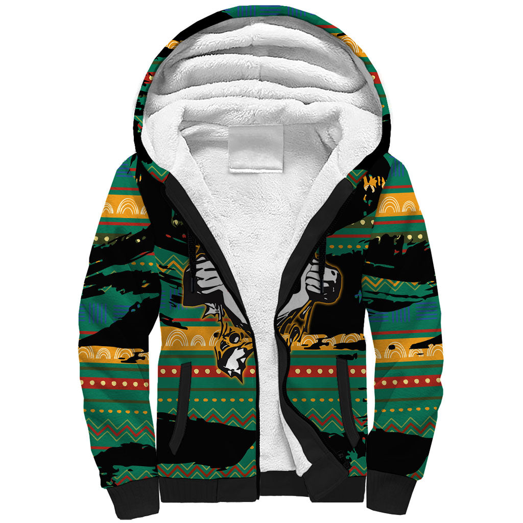 Rooting For Every HBCU Sherpa Hoodie Pan African Kente Pattern - History And Knowledge Torch