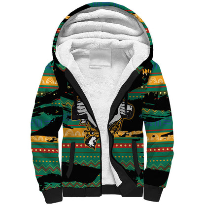 Rooting For Every HBCU Sherpa Hoodie Pan African Kente Pattern - History And Knowledge Torch