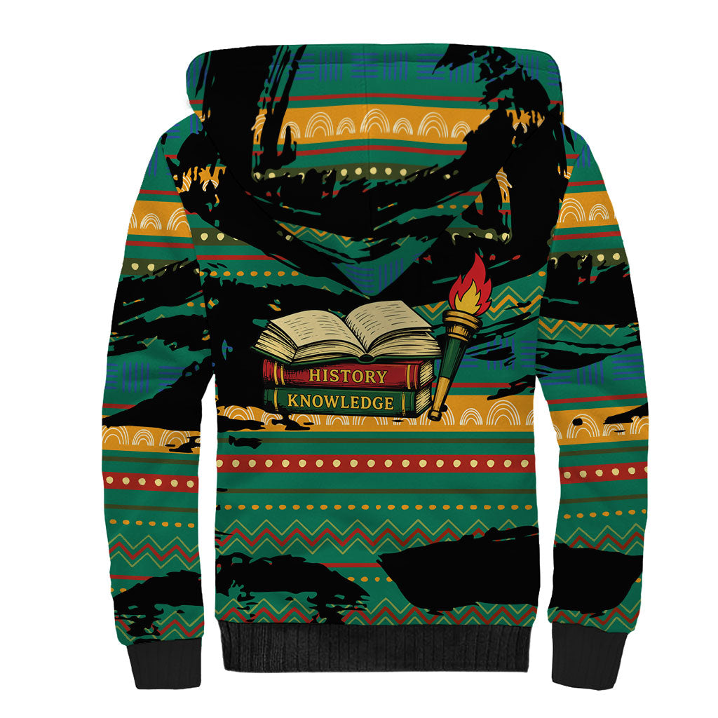 Rooting For Every HBCU Sherpa Hoodie Pan African Kente Pattern - History And Knowledge Torch