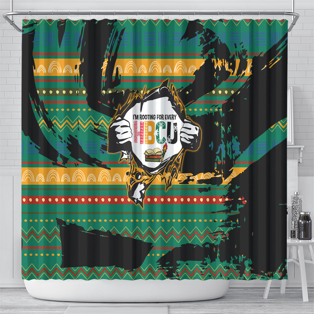 Rooting For Every HBCU Shower Curtain Pan African Kente Pattern - History And Knowledge Torch