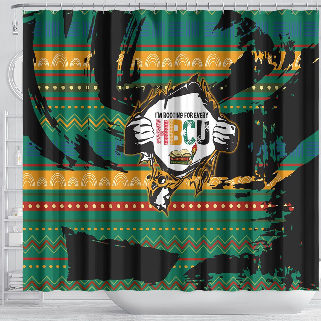 Rooting For Every HBCU Shower Curtain Pan African Kente Pattern - History And Knowledge Torch