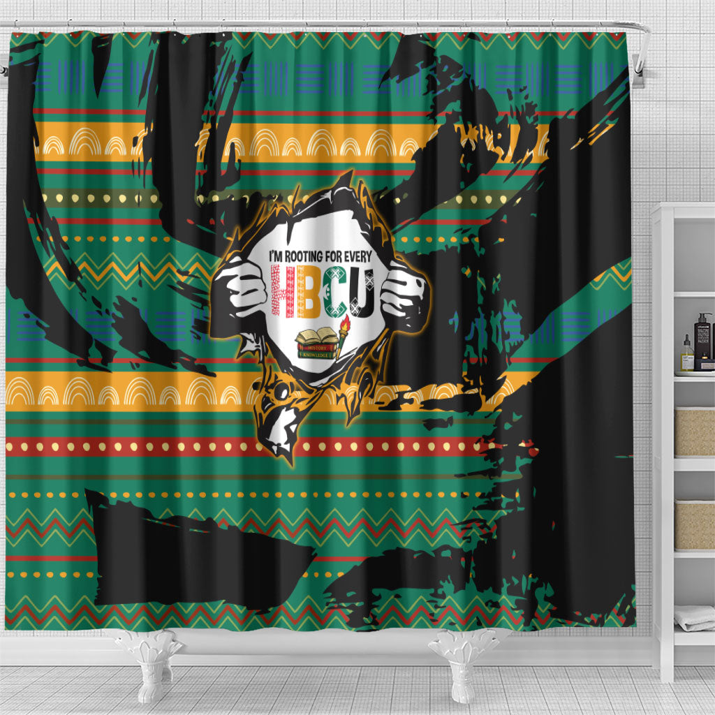 Rooting For Every HBCU Shower Curtain Pan African Kente Pattern - History And Knowledge Torch