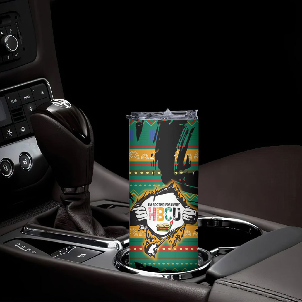 Rooting For Every HBCU Skinny Tumbler Pan African Kente Pattern - History And Knowledge Torch
