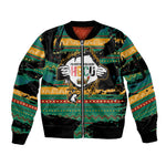 Rooting For Every HBCU Sleeve Zip Bomber Jacket Pan African Kente Pattern - History And Knowledge Torch