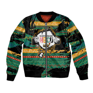 Rooting For Every HBCU Sleeve Zip Bomber Jacket Pan African Kente Pattern - History And Knowledge Torch