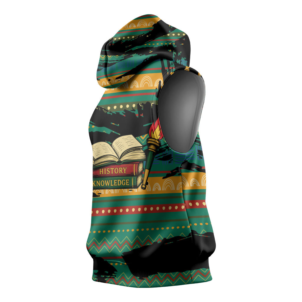 Rooting For Every HBCU Sleeveless Hoodie Pan African Kente Pattern - History And Knowledge Torch