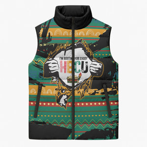 Rooting For Every HBCU Sleeveless Puffer Jacket Pan African Kente Pattern - History And Knowledge Torch