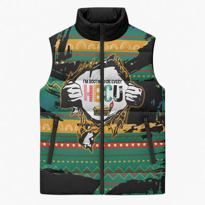 Rooting For Every HBCU Sleeveless Puffer Jacket Pan African Kente Pattern - History And Knowledge Torch