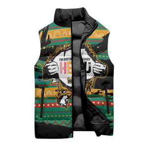 Rooting For Every HBCU Sleeveless Puffer Jacket Pan African Kente Pattern - History And Knowledge Torch