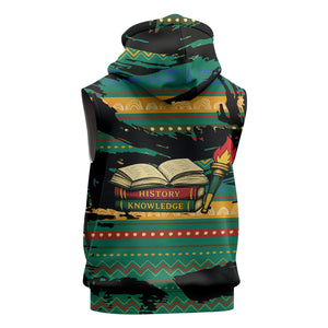 Rooting For Every HBCU Sleeveless Zip Hoodie Pan African Kente Pattern - History And Knowledge Torch