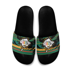 Rooting For Every HBCU Slide Sandals Pan African Kente Pattern - History And Knowledge Torch