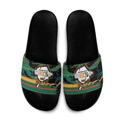 Rooting For Every HBCU Slide Sandals Pan African Kente Pattern - History And Knowledge Torch