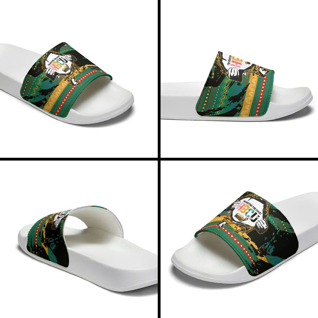 Rooting For Every HBCU Slide Sandals Pan African Kente Pattern - History And Knowledge Torch