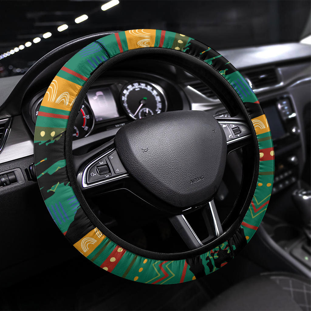 Rooting For Every HBCU Steering Wheel Cover Pan African Kente Pattern - History And Knowledge Torch