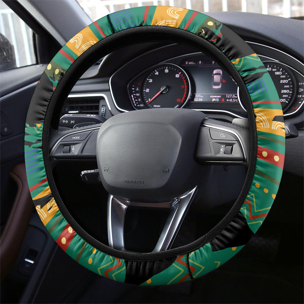 Rooting For Every HBCU Steering Wheel Cover Pan African Kente Pattern - History And Knowledge Torch