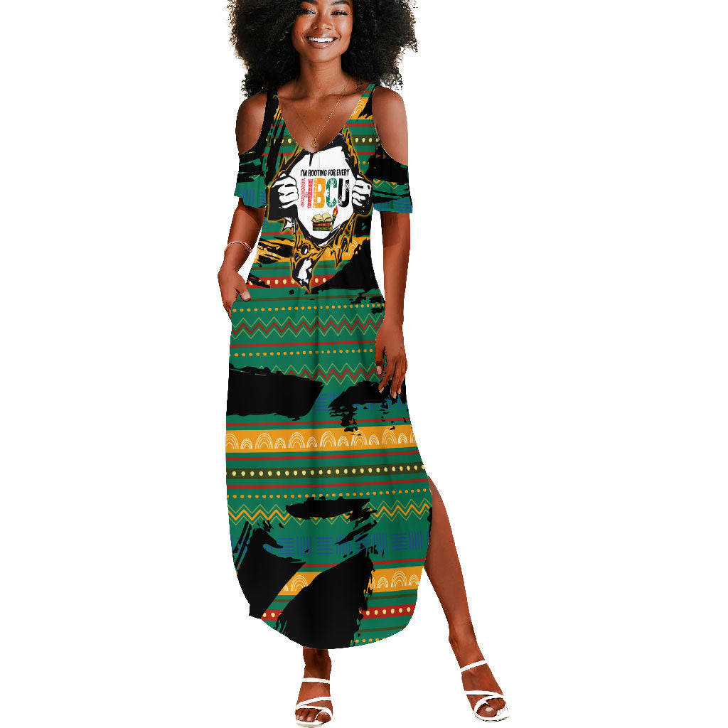 Rooting For Every HBCU Summer Maxi Dress Pan African Kente Pattern - History And Knowledge Torch