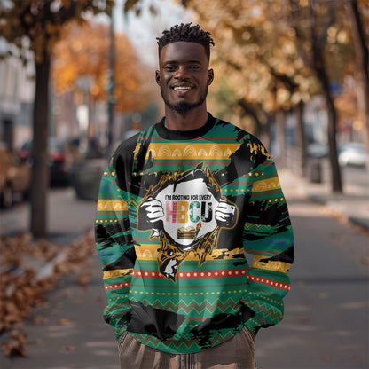 Rooting For Every HBCU Sweatshirt Pan African Kente Pattern - History And Knowledge Torch