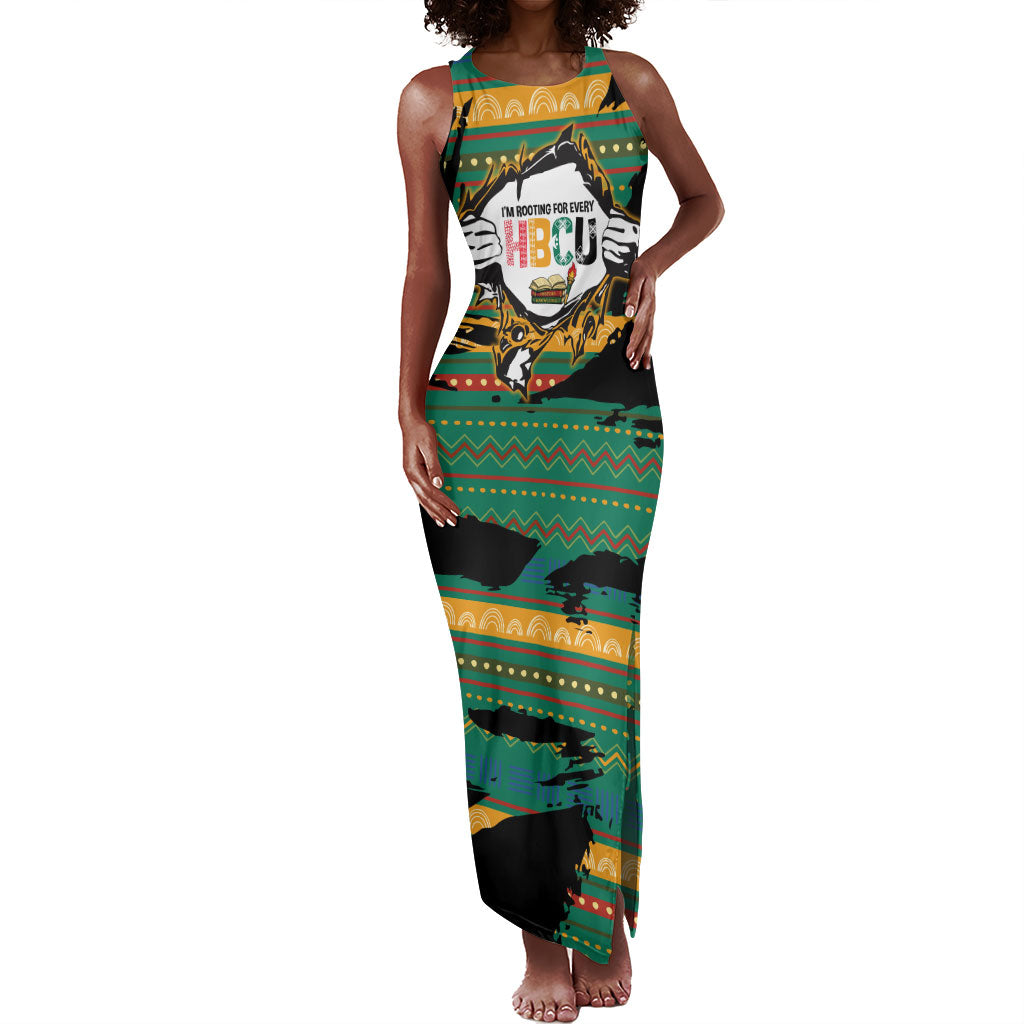 Rooting For Every HBCU Tank Maxi Dress Pan African Kente Pattern - History And Knowledge Torch