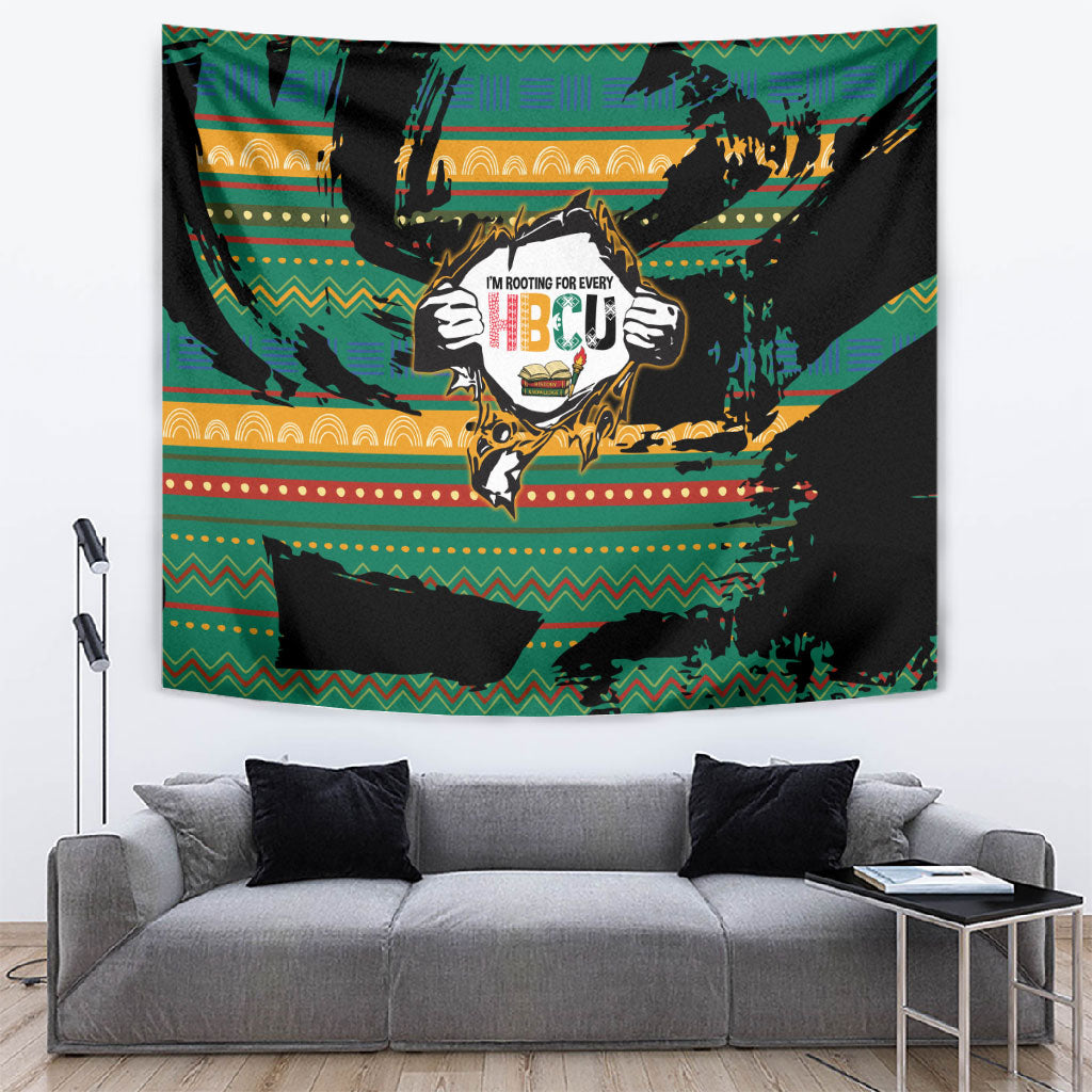 Rooting For Every HBCU Tapestry Pan African Kente Pattern - History And Knowledge Torch
